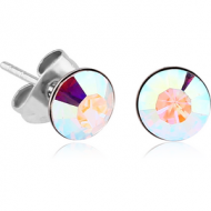 SURGICAL STEEL JEWELLED CUP EAR STUDS PAIR