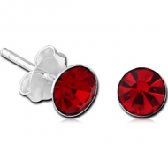 STERLING SILVER 925 JEWELLED EAR STUDS PAIR ROUND 6MM