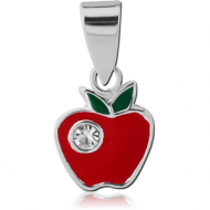STERLING SILVER 925 JEWELLED PENDANT WITH ENAMEL - APPLE