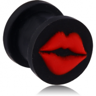 SILICONE RIDGED PLUG WITH RED LIPS