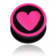 SILICONE RIDGED PLUG WITH 3D HEART PIERCING