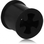 SILICONE DOUBLE FLARED IRON CROSS TUNNEL PIERCING