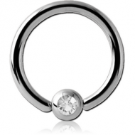 TITANIUM SWAROVSKI CRYSTAL JEWELLED BALL CLOSURE RING