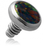 TITANIUM SYNTHETIC OPAL JEWELLED DISC FOR 1.6MM INTERNALLY THREADED PINS PIERCING