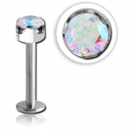 TITANIUM INTERNALLY THREADED JEWELLED LABRET - CROWN