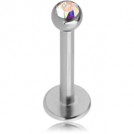 TITANIUM MICRO LABRET WITH CZECH CRYSTAL BALL PIERCING