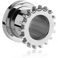 SURGICAL STEEL GEAR THREADED TUNNEL PIERCING