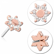 14K ROSE GOLD JEWELLED ATTACHMENT TITANIUM THREADLESS PIN PIERCING