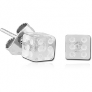 UV ACRYLIC DICE EAR STUDS PAIR