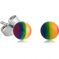 UV ACRYLIC RAINBOW BALL EAR STUDS PAIR