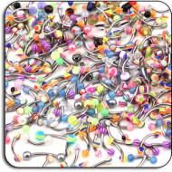 VALUE PACK OF MIX SURGICAL STEEL MICRO CURVED BARBELLS WITH UV ACRYLIC BALLS PIERCING