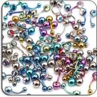 VALUE PACK OF MIX TITANIUM JEWELED NAVEL BANANAS 