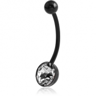 BIOFLEX JEWELLED CUP NAVEL BANANA WITH BLACK PVD TITANIUM BALL