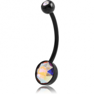 BIOFLEX JEWELLED CUP NAVEL BANANA WITH BLACK PVD JEWELLED BALL PIERCING
