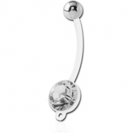 BIOFLEX JEWELLED CUP NAVEL BANANA WITH HOOP AND STEEL BALL PIERCING