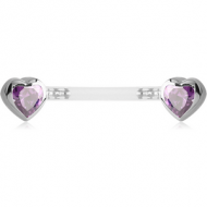 BIOFLEX PUSH FIT JEWELLED NIPPLE BARBELL - HEARTS PIERCING