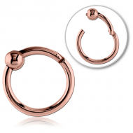 STERILE ROSE GOLD PVD COATED SURGICAL STEEL HINGED SEGMENT RING WITH BALL