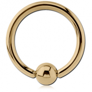 ZIRCON GOLD PVD COATED SURGICAL STEEL BALL CLOSURE RING