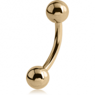 ZIRCON GOLD PVD COATED SURGICAL STEEL CURVED BARBELL