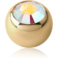 ZIRCON GOLD PVD COATED TITANIUM OPTIMA CRYSTAL JEWELLED MICRO BALL PIERCING