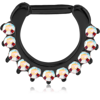 Black Pvd Coated Surgical Steel Round Prong Set Swarovski