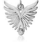 RHODIUM PLATED JEWELED WINGS CHARM