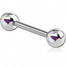 SURGICAL STEEL DOUBLE SIDE SWAROVSKI CRYSTALS JEWELLED NIPPLE BARBELL