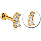 GOLD PVD COATED SURGICAL STEEL JEWELLED TRAGUS MICRO BARBELL
